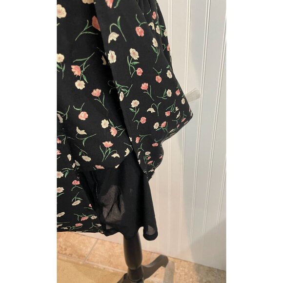 Lucky Brand Black Floral Print Ruffled Sleeveless Dress XL - Picture 6 of 12